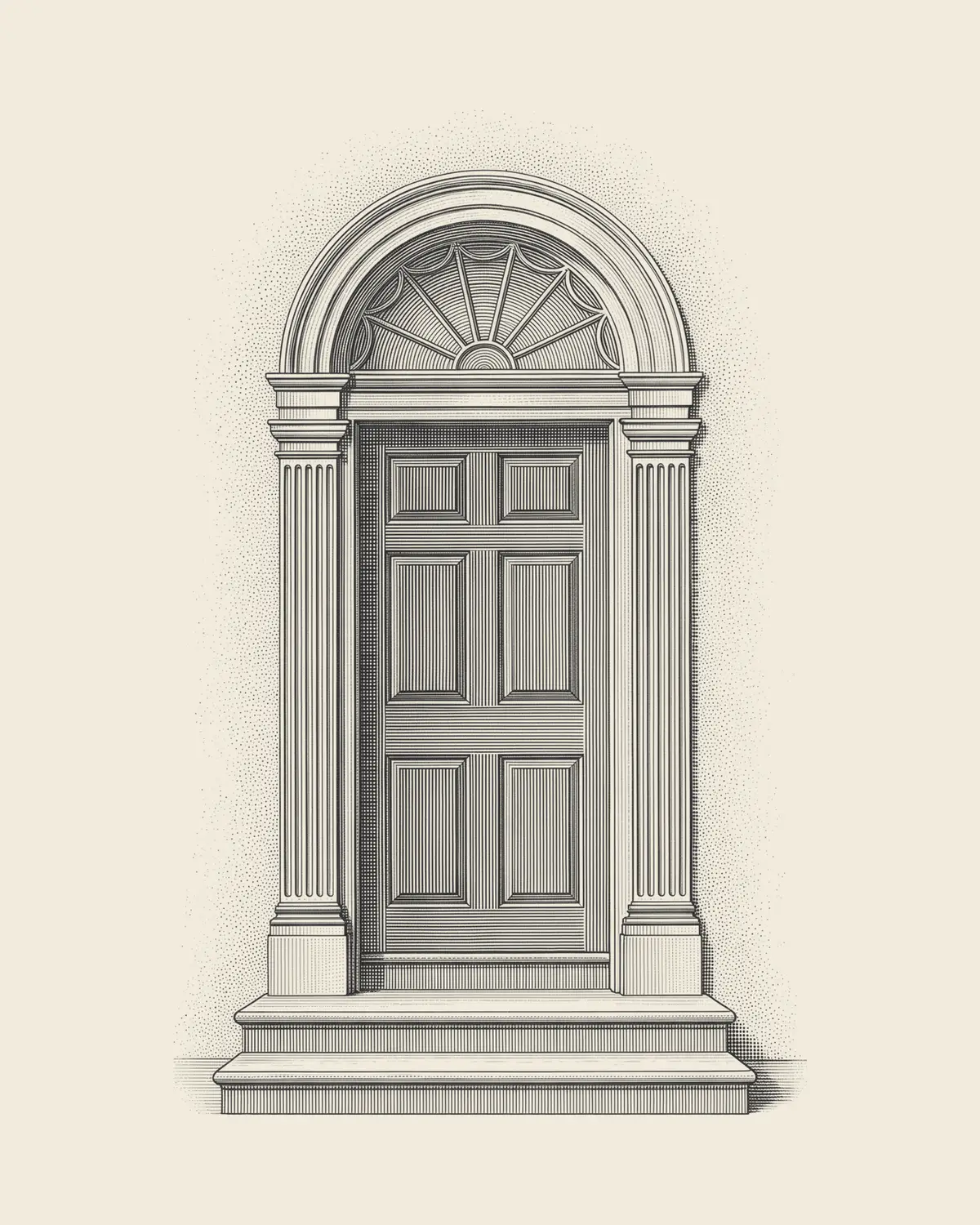 Copperplate engraving of a Georgian doorcase